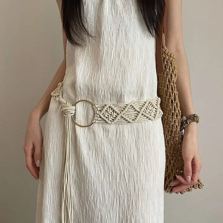 PREORDER Bohemian Braided Waist Rope For Women in Off-White