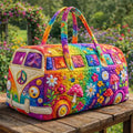 PREORDER Hippie Van Quilted Duffle Bag in Rainbow