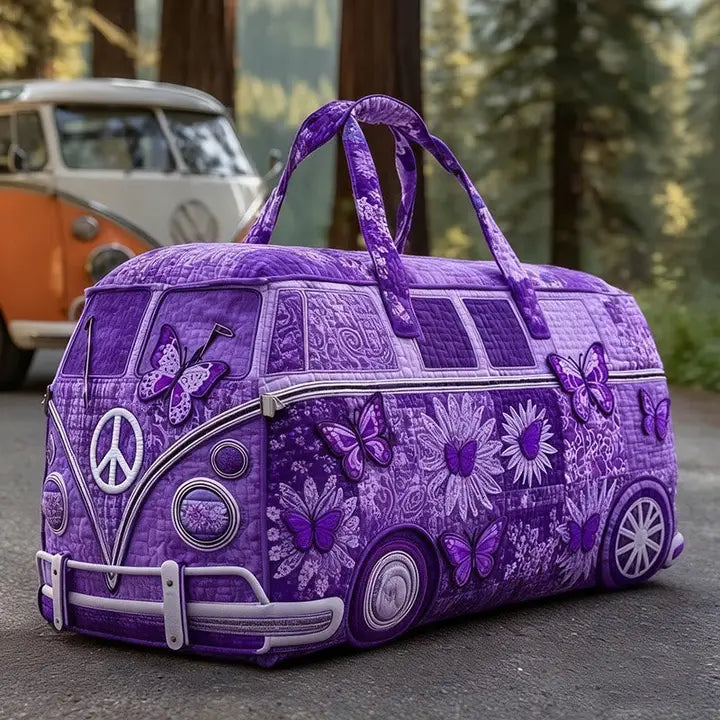 PREORDER Hippie Van Quilted Duffle Bag in Purple