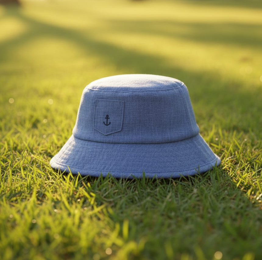 Janie and Jack Denim Blue Anchor Bucket Hat