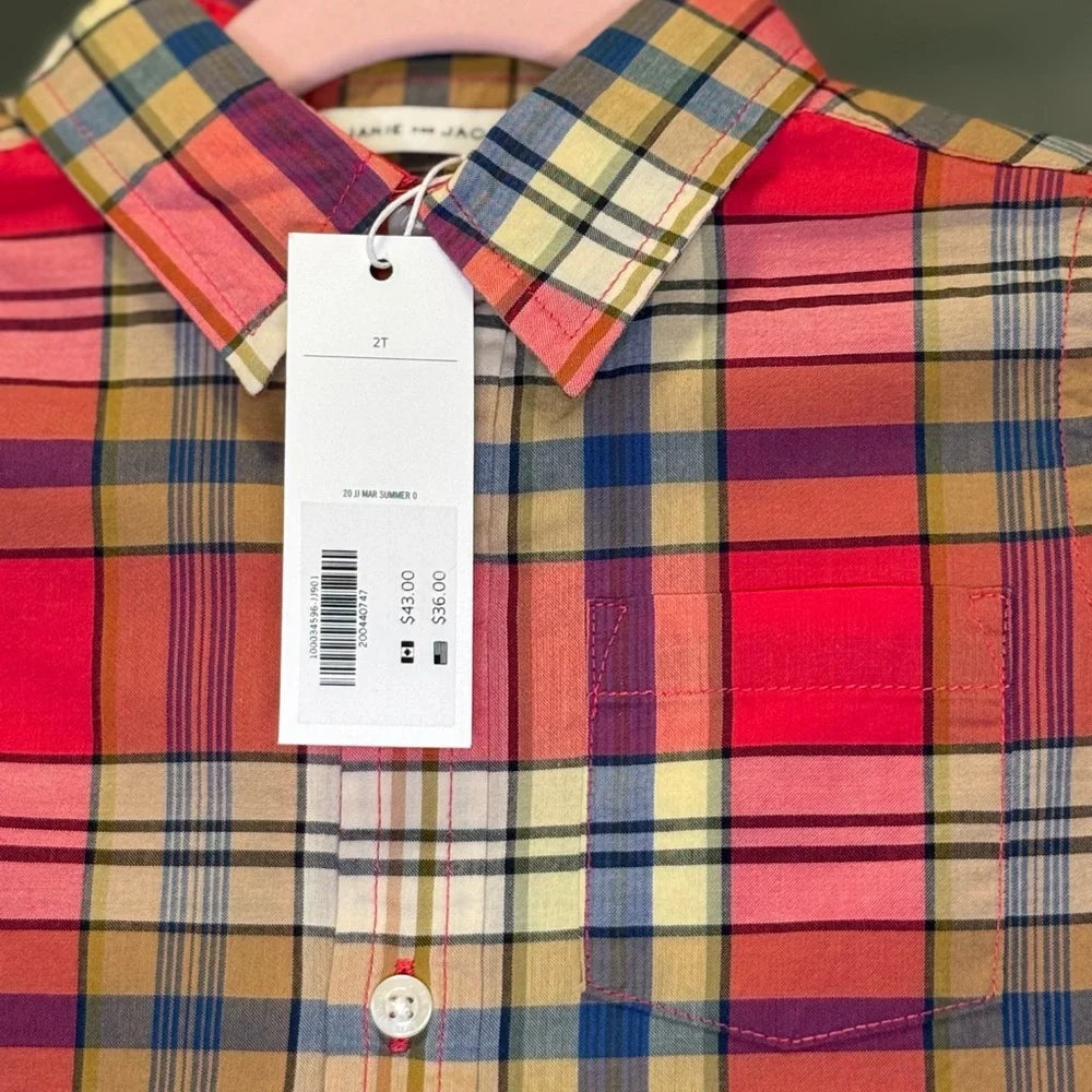 Janie and Jack Red and Blue Plaid Button Down Shirt