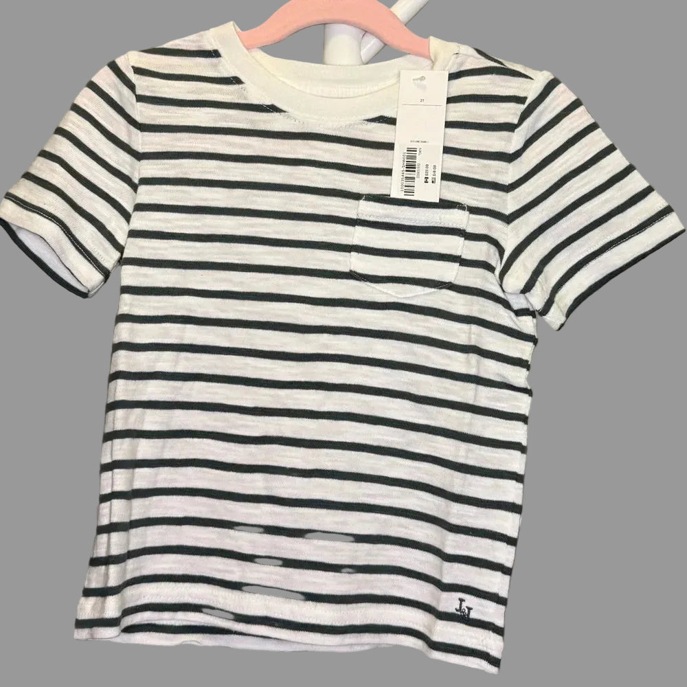 Janie and Jack Black and Light Grey Striped Tee