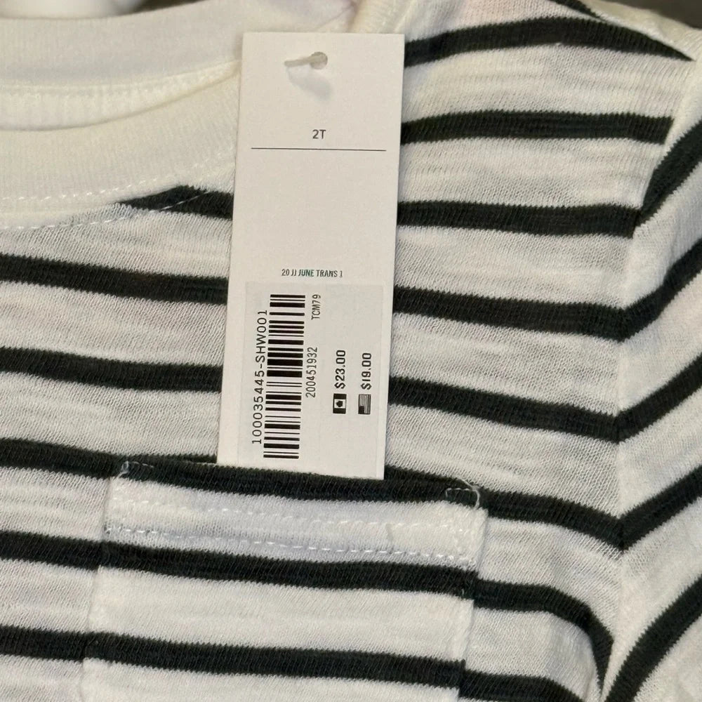 Janie and Jack Black and Light Grey Striped Tee