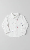 Janie and Jack White Button Down Shirt with Nautical Embroidery
