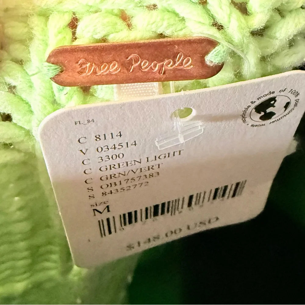 Free People Green Cable Knit Sweater