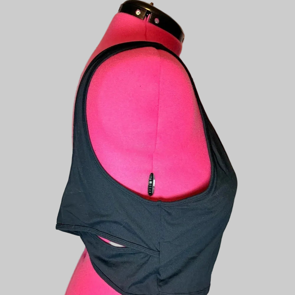 HALARA Black Crop Top with Crisscross Back