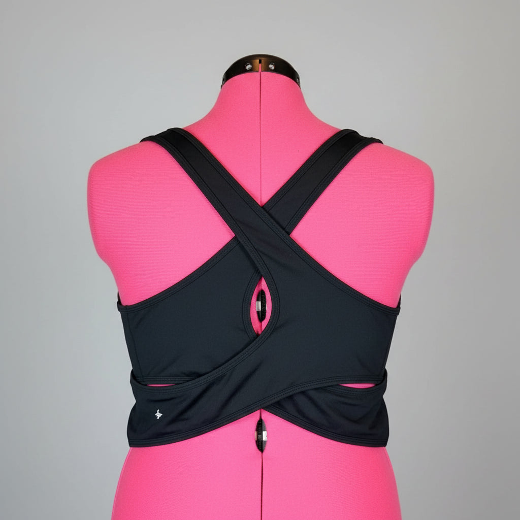HALARA Black Crop Top with Crisscross Back