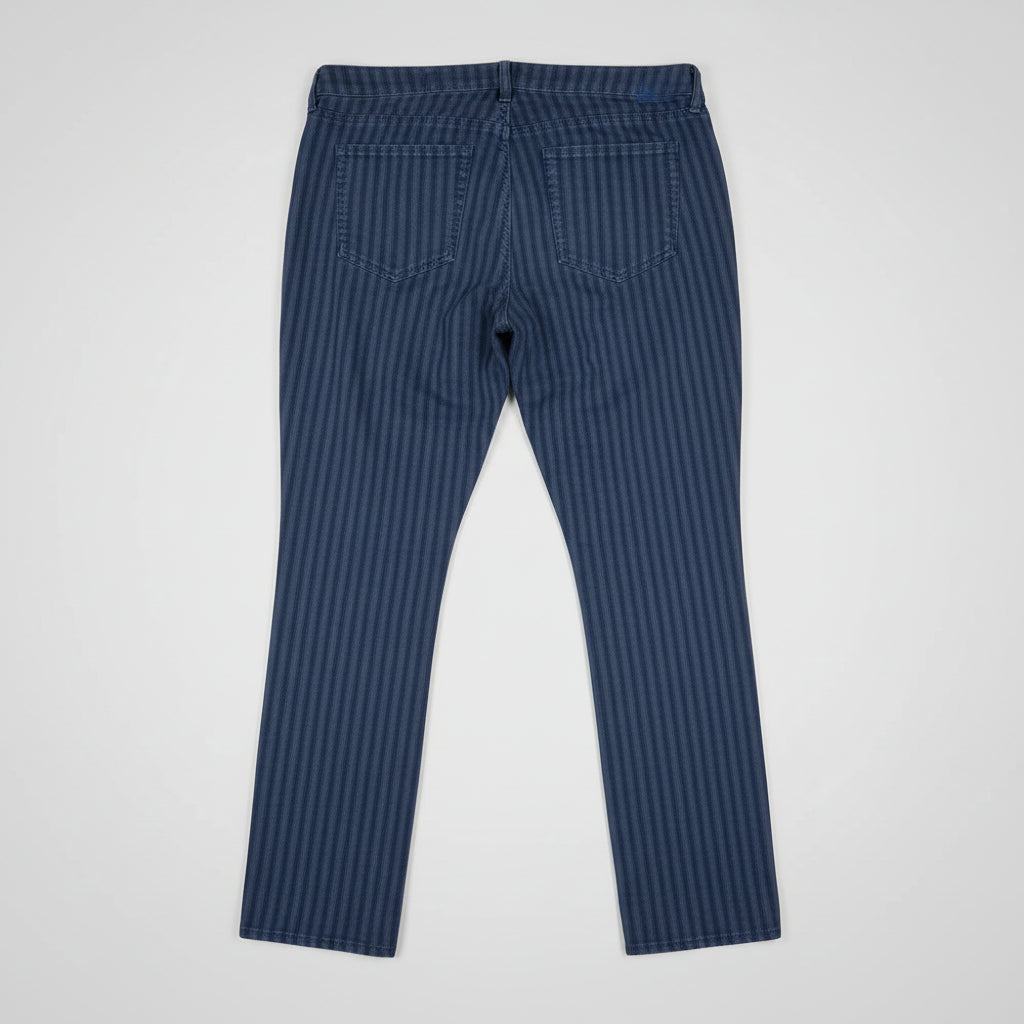 Blue striped pants on a wooden background