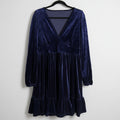 Halara Velvet V-Neck Dress in Twilight Blue