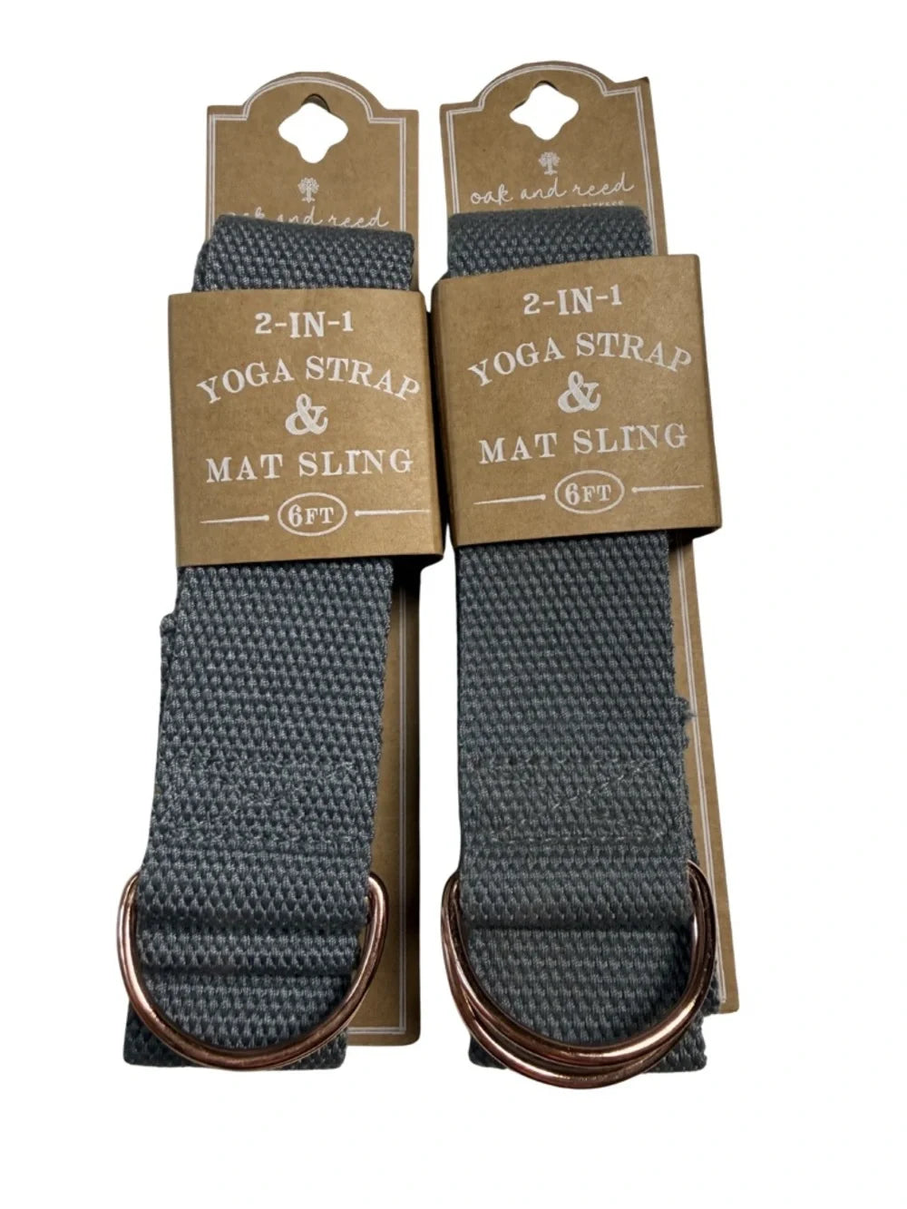 Set of Two: 2-in-1 Yoga Strap & Mat Sling in Charcoal Gray