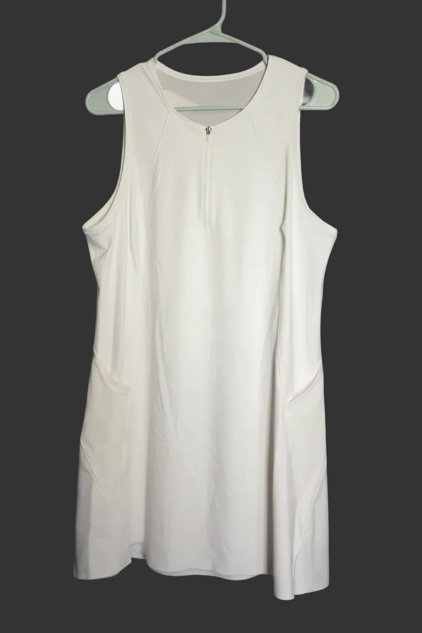 Athleta White Sleeveless Zip-Front Shift Dress