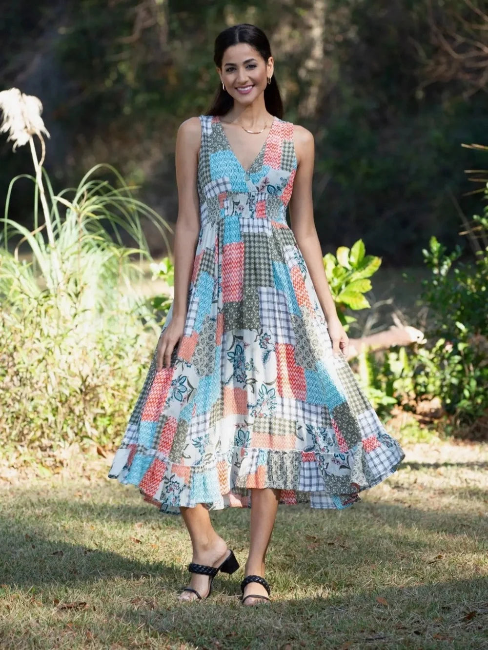 Sacred Threads Bohemian Blockprint Bliss Maxi Dress