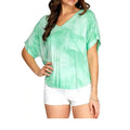 She + Sky green tie-dye knit top front view with front pocket