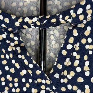 cure Women's Navy and White & Cream Polka Dot Blouse