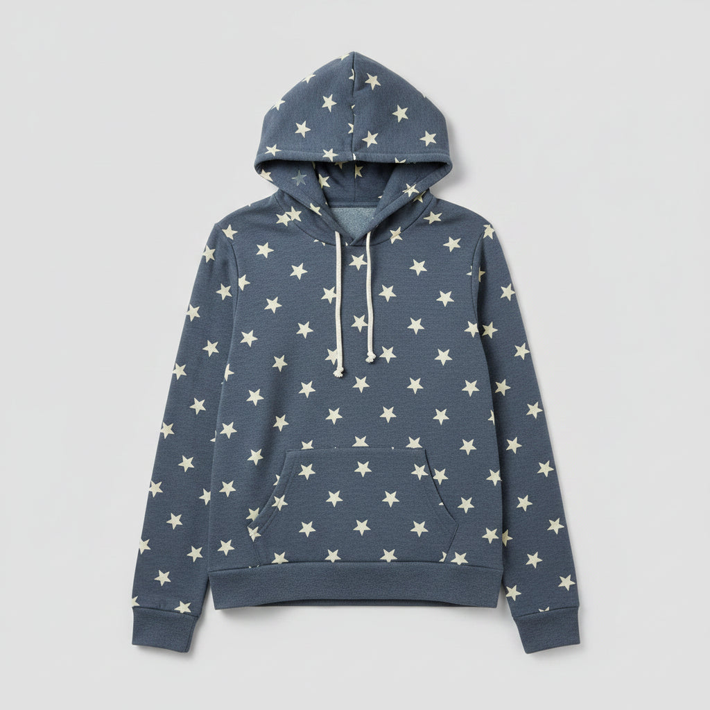 Alternative Star Print Pullover Hoodie in blue-gray – Size XXL, front view