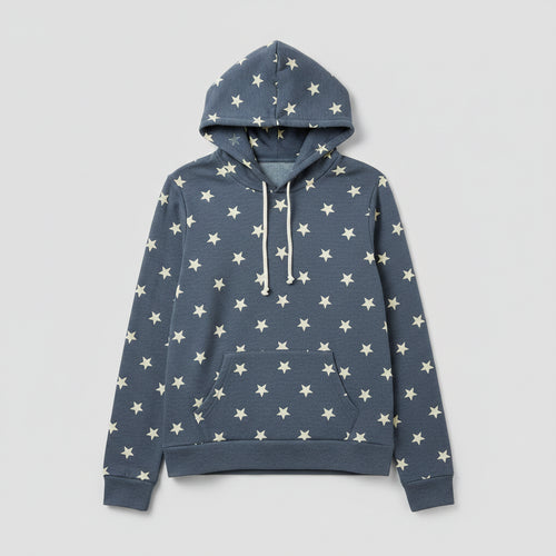 Alternative Star Print Pullover Hoodie in blue-gray – Size XXL, front view