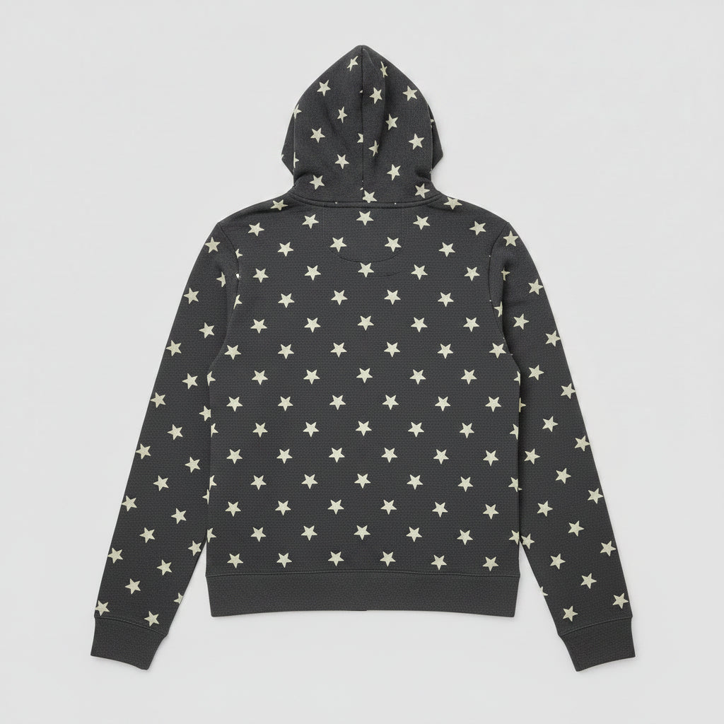 Alternative Star Print Pullover Hoodie in blue-gray – Size XXL, back view