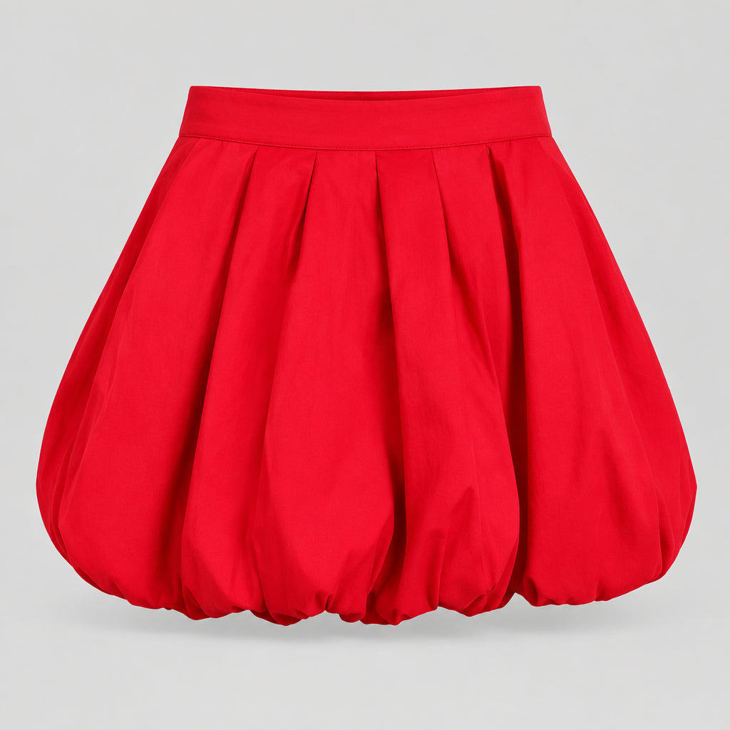 A New Day vibrant red bubble mini skirt front view on hanger