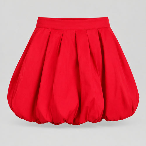 A New Day vibrant red bubble mini skirt front view on hanger