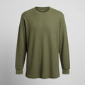 Galaxy by Harvic Olive Waffle-Knit Thermal Long Sleeve Shirt – Size 3XL, front view