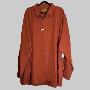 Johnny Bigg Smart Lyocell Blend Shirt in Rust – Size 6XL, front view on hanger