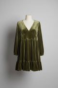 Halara Velvet V-Neck Dress in Rifle Green