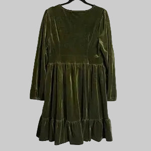 Halara Velvet V-Neck Dress in Rifle Green