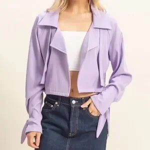 HYFVE lilac tie cuff jacket front view