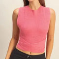 HYFVE pink ribbed knit halter top front view