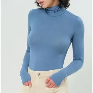 Close up of turtleneck bodysuit front detail