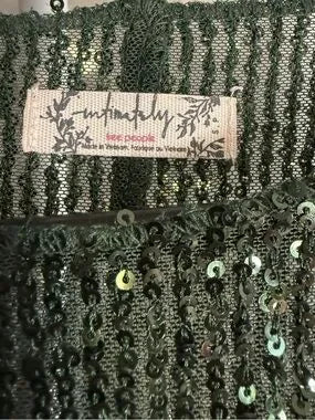 Free People Olive Green Sequin Ribbed Long-Sleeve Top