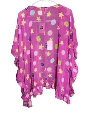 Easel Purple Star Print Chiffon Kimono