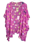 Easel Purple Star Print Chiffon Kimono