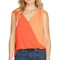She + Sky coral and peach color block top front view